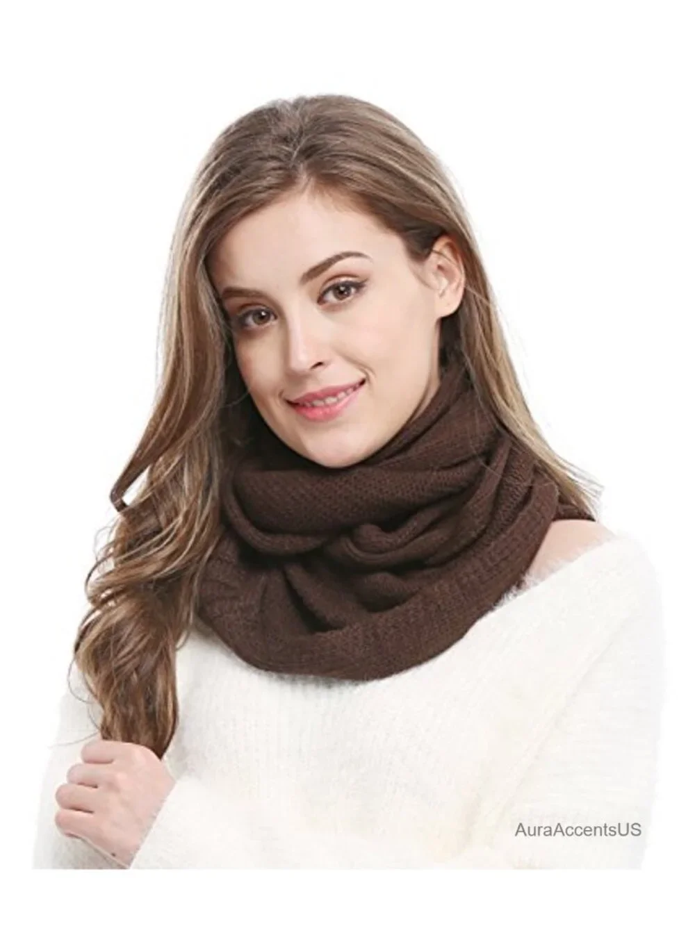 Knitted Infinity Scarf Hoodie - Warm Winter Wrap